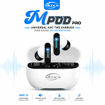 MOXX MPod Pro ANC True Wireless Earbuds – Bluetooth 5.4 TWS with Active & Environmental Noise Cancellation, Dual HD Mics & 30H Battery